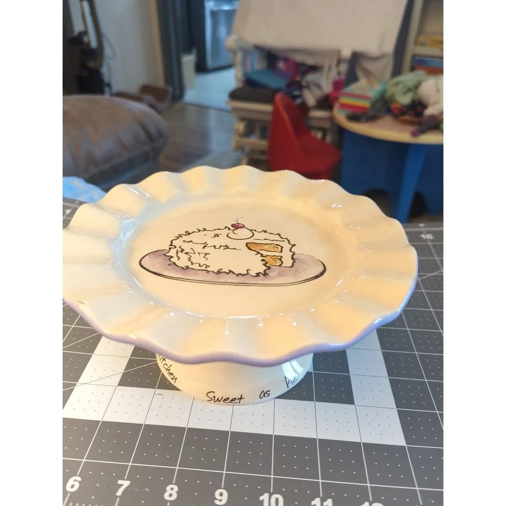 The White Barn Candle Co Ceramic Pedestal Cake Dish Candle Plate Birthday Ruffle
